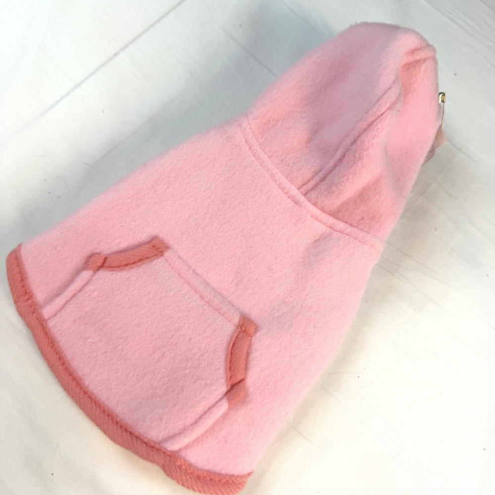 Boutique Fleece Hoodie Pet Outfit XXS Pink Sleeveless Zippered Dog Cat EUC